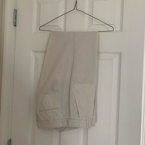 Jcrew khaki and white striped pant